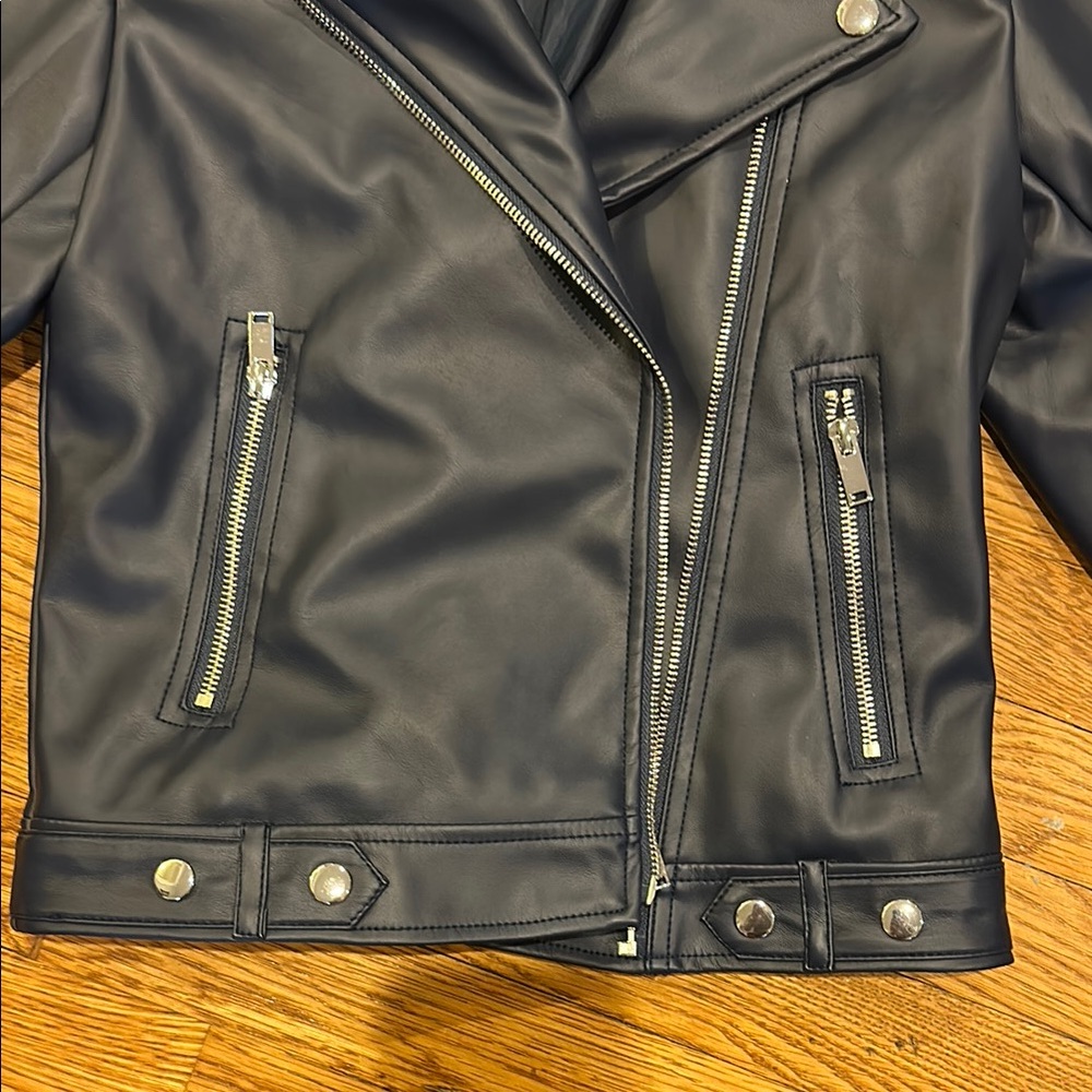 Aqua girls blue Faux Leather Jacket size large - Picture 3 of 5